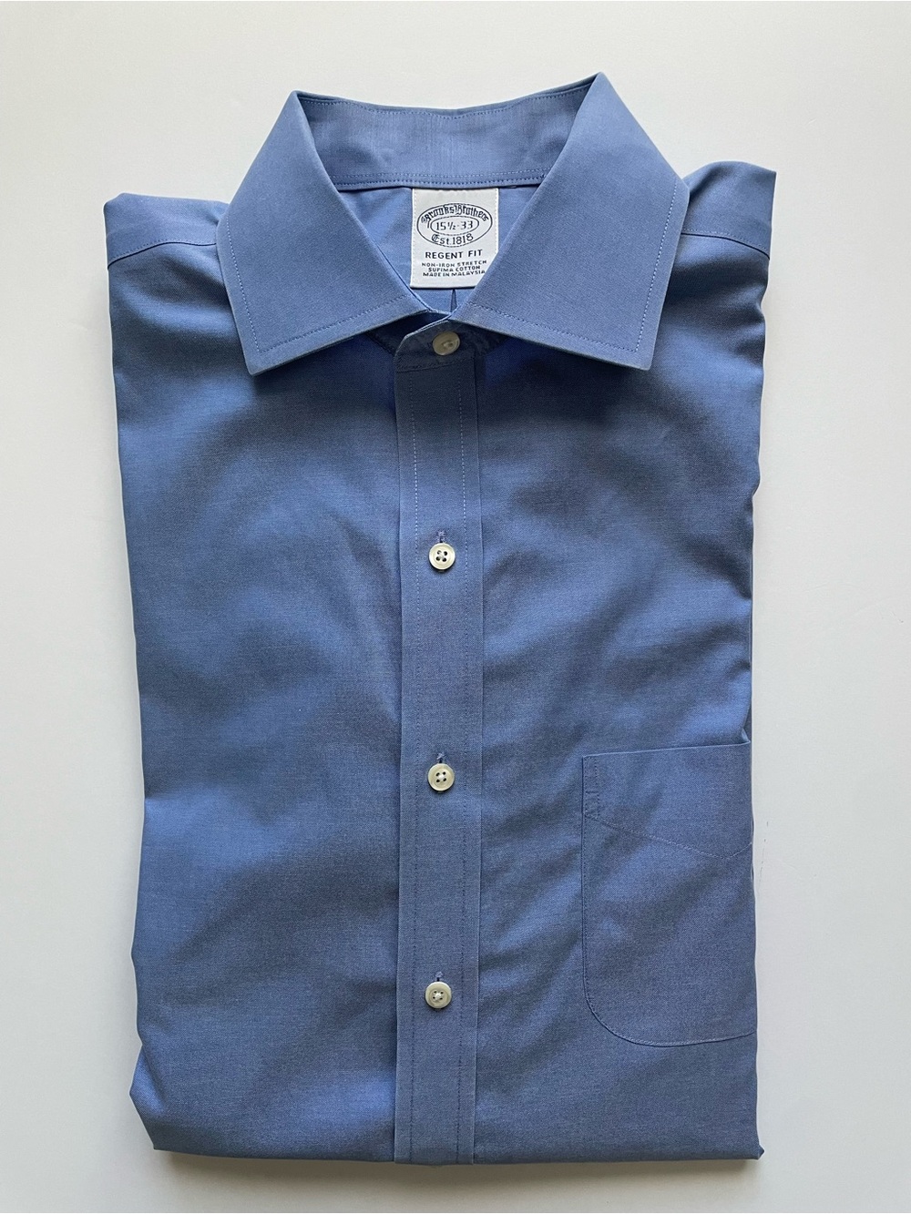 Brooks Brothers Regent Fit Men's 15 1/2 - 33 Blue Dress Shirt